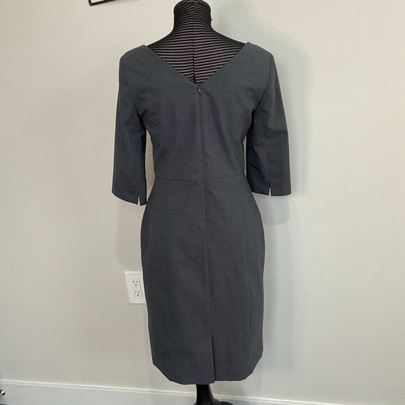 Of Mercer Boat Neck Sheath Dress 3/4 Sleeve Back Zip Size 6 Gray - Picture 3 of 3
